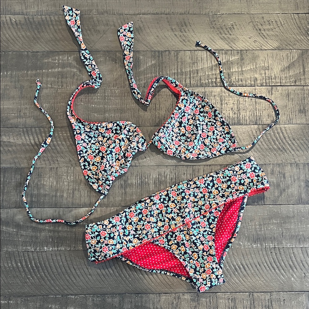 Jessica Simpson Floral Bikini - Black and Pink